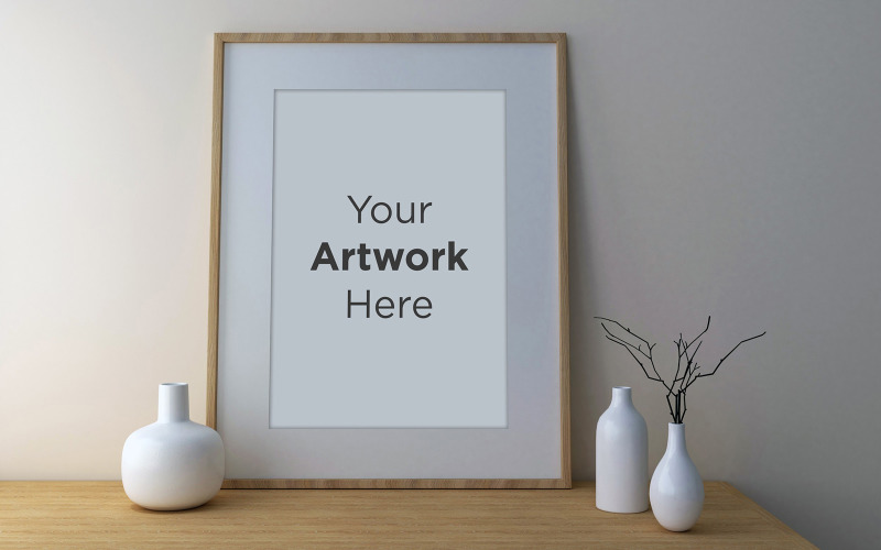 Download Мокап для продукта "wooden frame mockup with white ceramic vases laying on cabinet product mockup" / wooden frame mockup with white ceramic vases laying on cabinet product mockup - Мокап для продукта на тему графика livingroom,elegant,concept,up,mock,plant,minimalist,luxury,cozy,lifestyle,wooden,table,room,interior,design,home,living,modern,white,wall