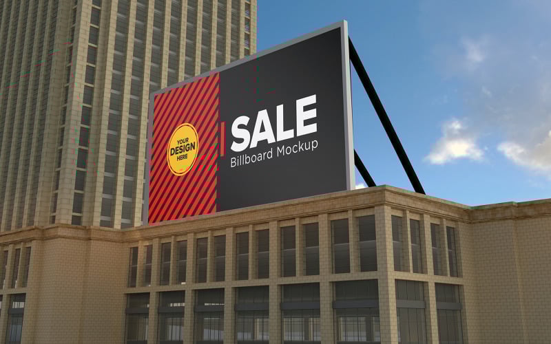Download Мокап для продукта "Big Billboard sign mockup on top of building product mockup" / Big Billboard sign mockup on top of building product mockup - Мокап для продукта на тему графика signboard,shopping,audience,market,road,mockup,advert,promo,mock,canvas,exhibition,announcement,sky,design,ad,template,large,signpost,blank,board