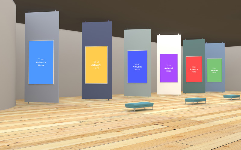 Download Мокап для продукта "Large Art Gallery Frames 3D product mockup" / Large Art Gallery Frames 3D product mockup - Мокап для продукта на тему графика studio,photo,light,rendering,concept,architecture,wall,mockup,interior,gallery,white,room,art,empty,space,picture,mock,up,blank,exhibition