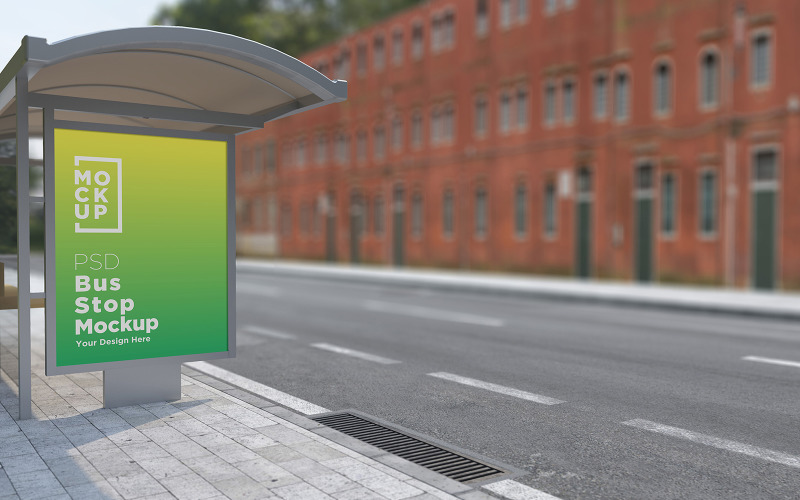 Download Мокап для продукта "Bus Shelter Advertising Signage product mockup" / Bus Shelter Advertising Signage product mockup - Мокап для продукта на тему графика communication,mock up,signboard,transport,road,roadside,frame,station,billboard,street,city,board,poster,blank,mockup,commercial,bus,stop,advertisement marketing,advertisement