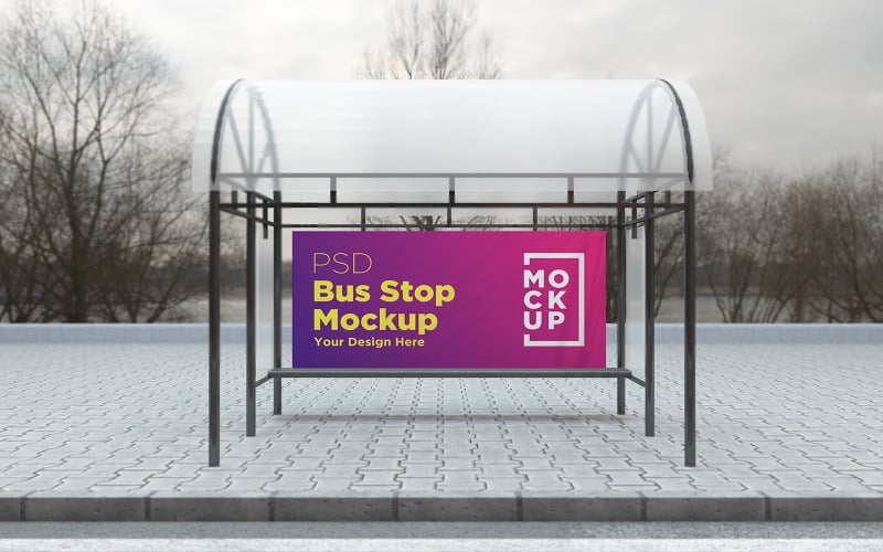 Автобусная остановка Shelter Billboard рекламный макет продукта