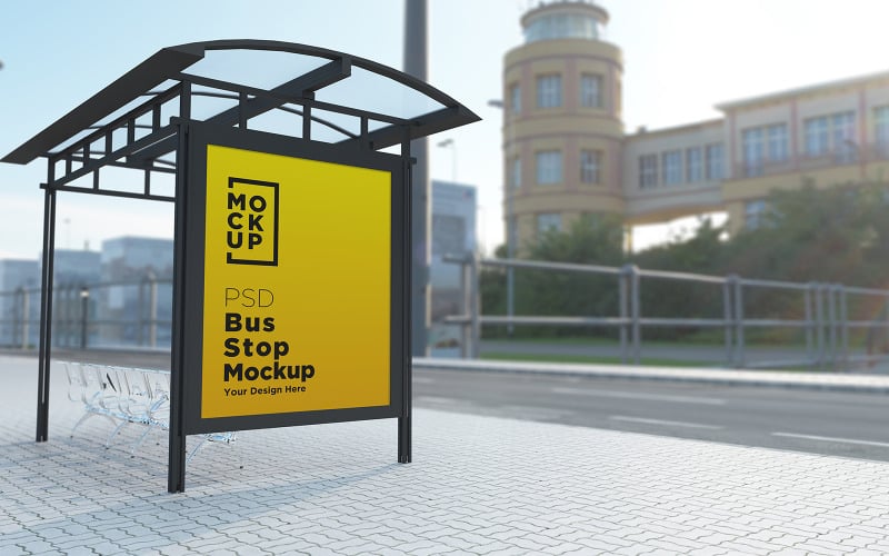 Автобусная остановка Укрытие Знак рекламные вывески макет продукта