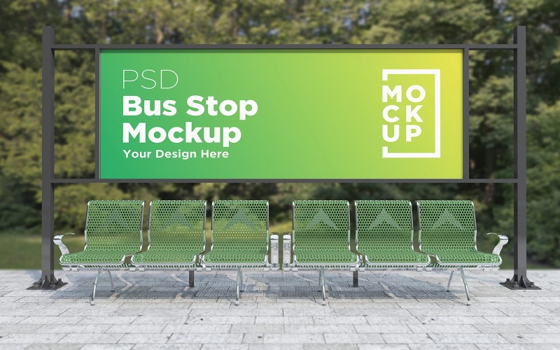 Download Мокап для продукта "City Bus Stop Billboard advertising product mockup" / City Bus Stop Billboard advertising product mockup - Мокап для продукта на тему графика communication,mock up,signboard,transport,road,roadside,frame,station,billboard,street,city,board,poster,blank,mockup,commercial,bus,stop,advertisement marketing,advertisement