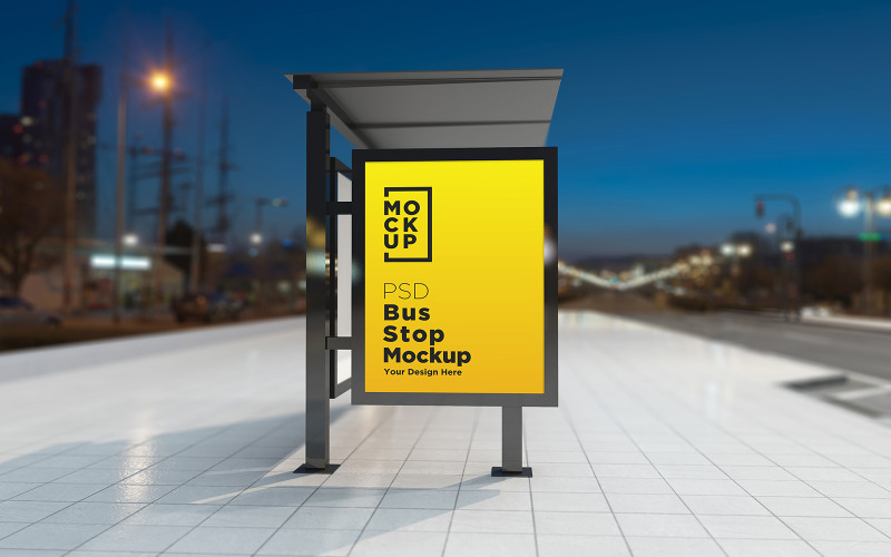 Maquete do produto Night View Bus Stop Sign