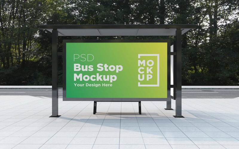 Mockup del prodotto pubblicitario del tabellone per le affissioni della fermata dell'autobus