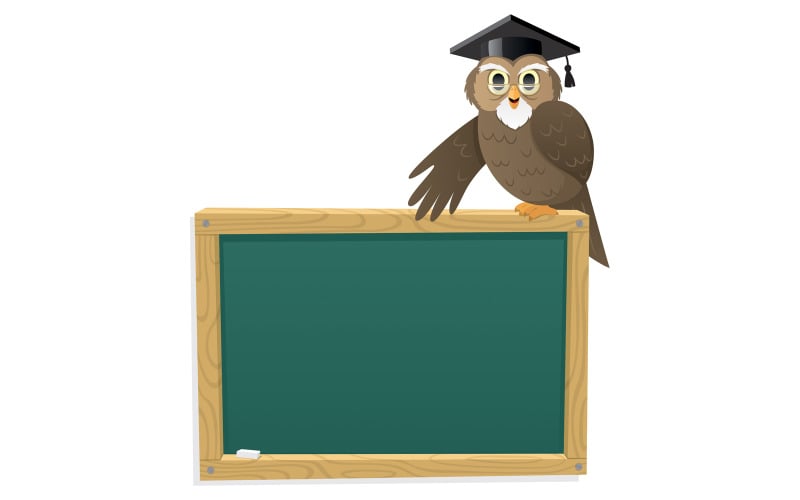 Download Иллюстрация "Owl &amp; Blackboard - Illustration" / Owl &amp; Blackboard - Illustration - Иллюстрация на тему графика owl,professor,teacher,lecturer,scientist,tutor,instructor,blackboard,cartoon,back to school,presenting,teaching,pointing,character,classroom,school,university,college
