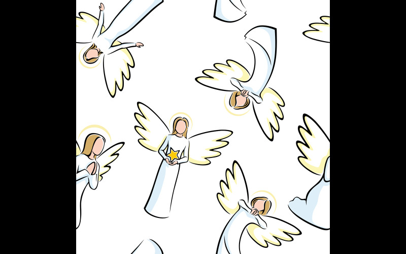 Download Иллюстрация "Angels Pattern - Illustration" / Angels Pattern - Illustration - Иллюстрация на тему графика angel,pattern,seamless,tile,sketch,stylized,design,set,collection,religion,christian,christianity,christmas,welcoming,pray,praying,gift,faith,love,female