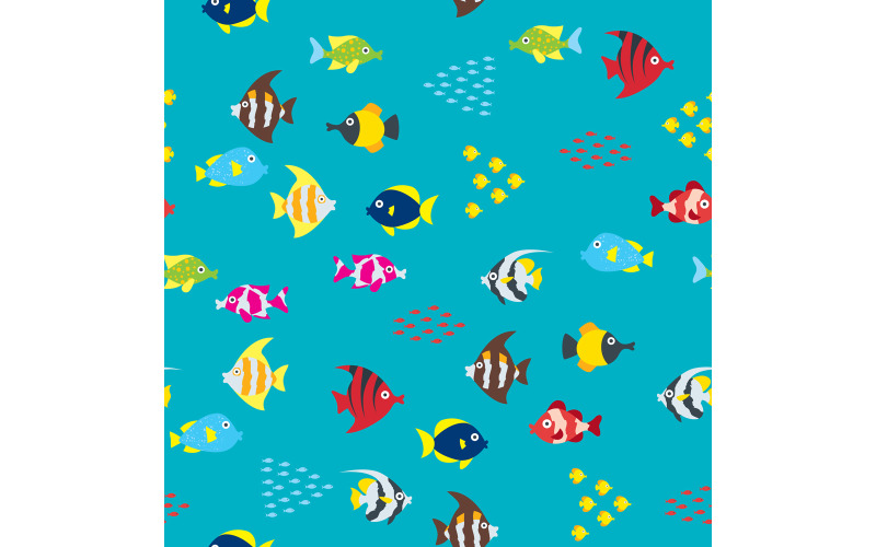 Download Иллюстрация "Cartoon Fish Pattern - Illustration" / Cartoon Fish Pattern - Illustration - Иллюстрация на тему графика cartoon,fish,saltwater fish,pattern,seamless,tile,under,below,water,sea,ocean,underwater,undersea,deep,salt,reef,barrier,aquarium,aquatic,marine