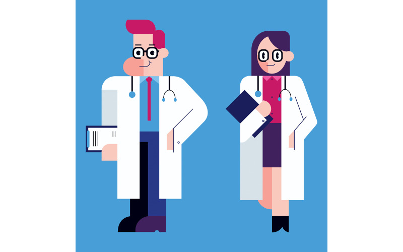 Download Иллюстрация "Doctor - Illustration" / Doctor - Illustration - Иллюстрация на тему графика doctor,doctress,medical,medicine,hospital,clinic,man,woman,character,person,male,female,healthcare,health,care,worker,profession,professional,service,emergency