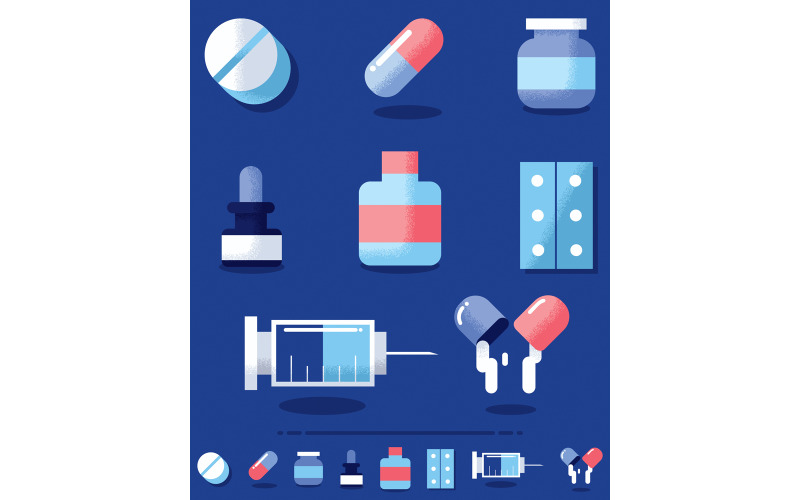 Download Иллюстрация "Drugs - Illustration" / Drugs - Illustration - Иллюстрация на тему графика drug,pill,medical,medicine,pharmacy,pharma,vitamin,tablet,medication,prescription,cure,set,help,capsule,syringe,blister,chemical,antibiotic,bottle,pharmaceutical