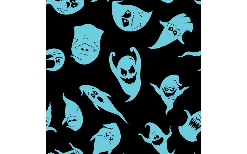 Download Иллюстрация "Ghosts Halloween Pattern - Illustration" / Ghosts Halloween Pattern - Illustration - Иллюстрация на тему графика halloween,ghost,seamless,pattern,tile,spook,poltergeist,spirit,apparition,set,pack,collection,silhouette,isolated,white,black background,cartoon,evil,face,fear