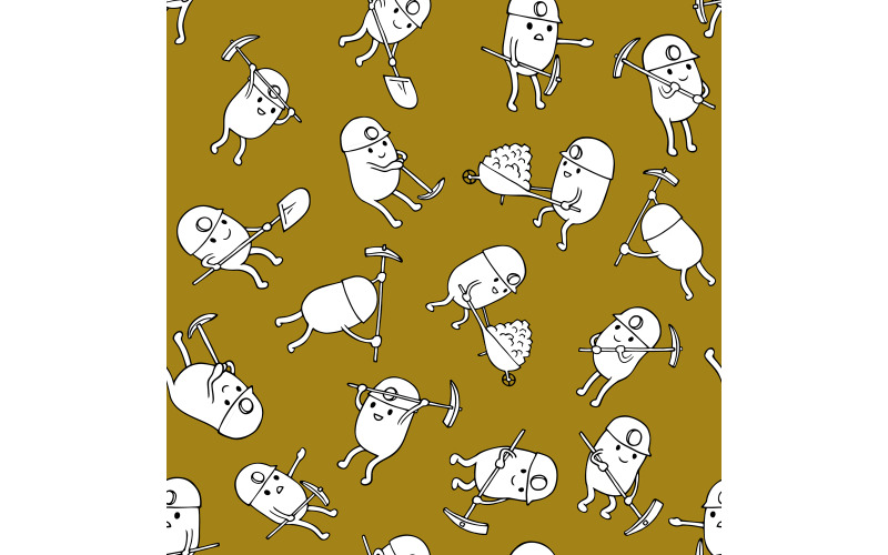 Download Иллюстрация "Miners Seamless Pattern - Illustration" / Miners Seamless Pattern - Illustration - Иллюстрация на тему графика miner,worker,digger,prospector,mine,mining,precious,metal,gold,silver,coal,bitcoin,digging,industry,pattern,seamless,tile,geology,ore,nugget