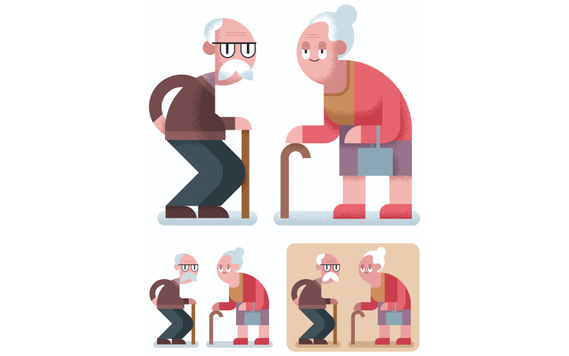 Download Иллюстрация "Old Age - Illustration" / Old Age - Illustration - Иллюстрация на тему графика old,age,senior,adult,elderly,elder,people,couple,family,generation,grandma,grandpa,grandmother,grandfather,pensioner,retirement