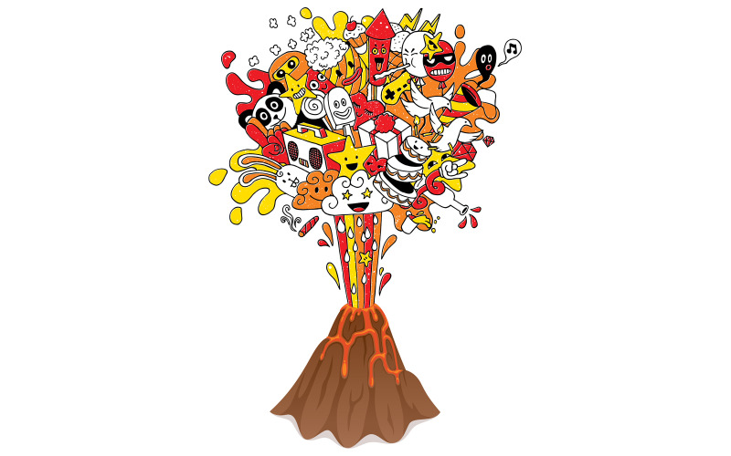 Download Иллюстрация "Party Doodle - Illustration" / Party Doodle - Illustration - Иллюстрация на тему графика doodle,hand drawn,sketch,volcano,concept,idea,party,celebration,festival,festivity,fun,birthday,happy,holiday,wedding,emotion,happiness,fireworks,new years,eve