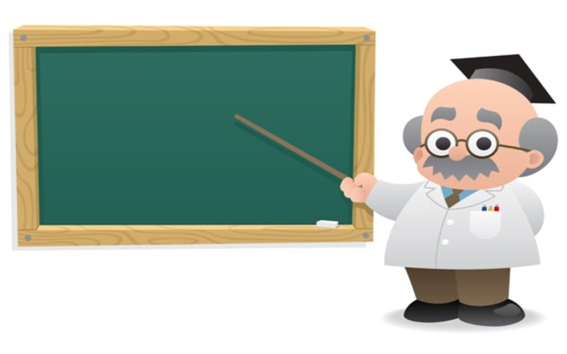 Download Иллюстрация "Professor &amp; Blackboard - Illustration" / Professor &amp; Blackboard - Illustration - Иллюстрация на тему графика professor,teacher,lecturer,scientist,tutor,instructor,blackboard,chalkboard,cartoon,presenting,teaching,pointing,pointer stick,pointer,stick,character,classroom,school,university,college
