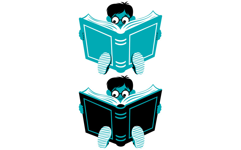 Download Иллюстрация "Reading Boy - Illustration" / Reading Boy - Illustration - Иллюстрация на тему графика boy,book,little,young,child,kid,reading,read,studying,learning,looking,sitting,schoolboy,student,toddler,cartoon,education,literature,textbook,brother