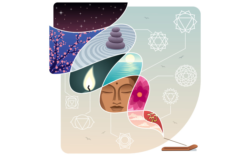 Download Иллюстрация "Relaxation - Illustration" / Relaxation - Illustration - Иллюстрация на тему графика relaxation,meditation,peace,peaceful,aromatherapy,calm,calmness,balance,harmony,tranquil,wellness,lifestyle,concept,spa,zen,buddhism,yoga,spirituality,chakra,mind