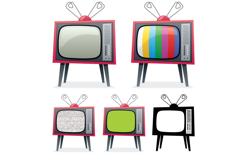 Download Иллюстрация "Retro TV - Illustration" / Retro TV - Illustration - Иллюстрация на тему графика tv,set,tv set,television,old,retro,vintage,obsolete,old fashioned,isolated,isolated on white,antenna,tube,tuner,screen,display,copy space,blank,box,broadcast