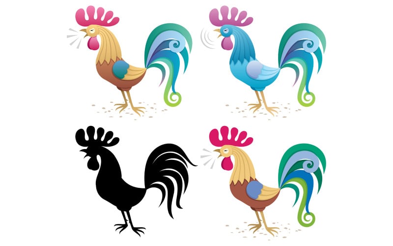 Download Иллюстрация "Rooster - Illustration" / Rooster - Illustration - Иллюстрация на тему графика rooster,cock,cockerel,chicken,cartoon,character,isolated,silhouette,crow,crowing,wake up call,bird,poultry,warble,farm,morning,sunrise,tweet,twitter,rss