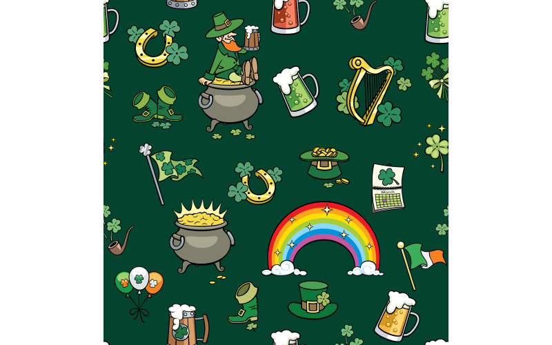 Saint Patricks Day Elements Pattern - Illustrazione