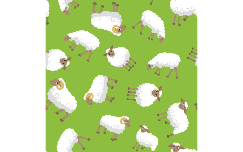Download Иллюстрация "Sheep Seamless Pattern - Illustration" / Sheep Seamless Pattern - Illustration - Иллюстрация на тему графика sheep,lamb,ram,seamless,pattern,tile,animal,cartoon,white,flock,herd,fleece,fur,curly,fluffy,graze,pasture,feed,meadow,field