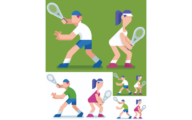 Download Иллюстрация "Tennis - Illustration" / Tennis - Illustration - Иллюстрация на тему графика tennis,player,court,racket,play,recreation,sport,competition,athlete,game,active,young,tournament,exercise,activity,leisure,man,woman,boy,girl