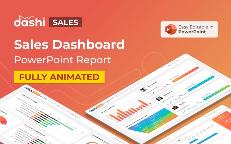 Dashi Sales Dashboard Report PPT-Präsentation PowerPoint-Vorlage