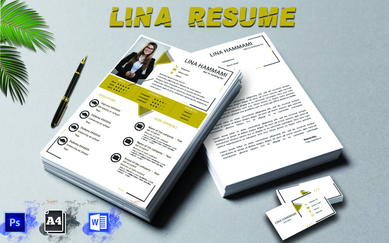 Download Резюме "Lina Hamlar - Creative Pack Resume Template" / Lina Hamlar - Creative Pack Resume Template - Резюме на тему графика resume,cv,career,template,cover,photoshop,letter