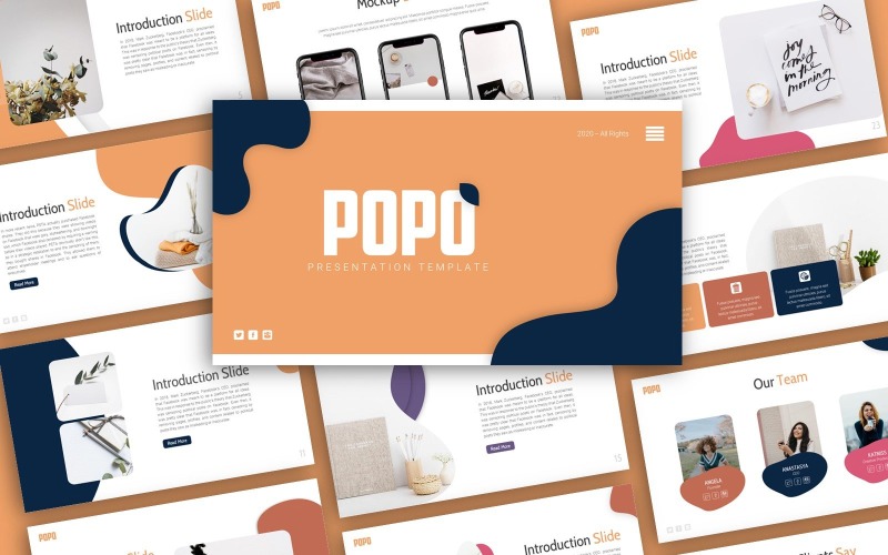 Modello PowerPoint di presentazione creativa Popo