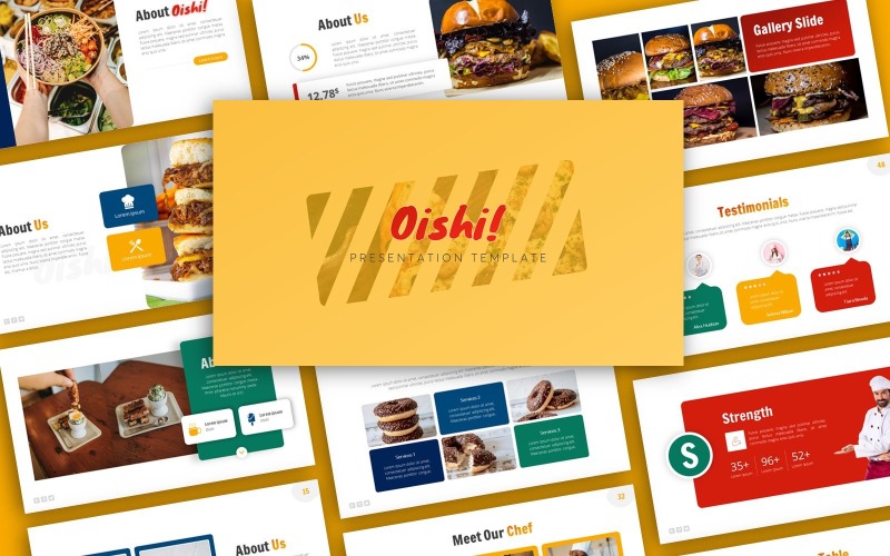 Oishi! Eten Presentatie PowerPoint-sjabloon
