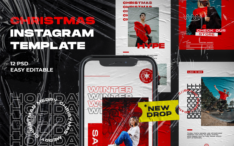 Різдвяний ажіотаж PSD Instagram PSD шаблон