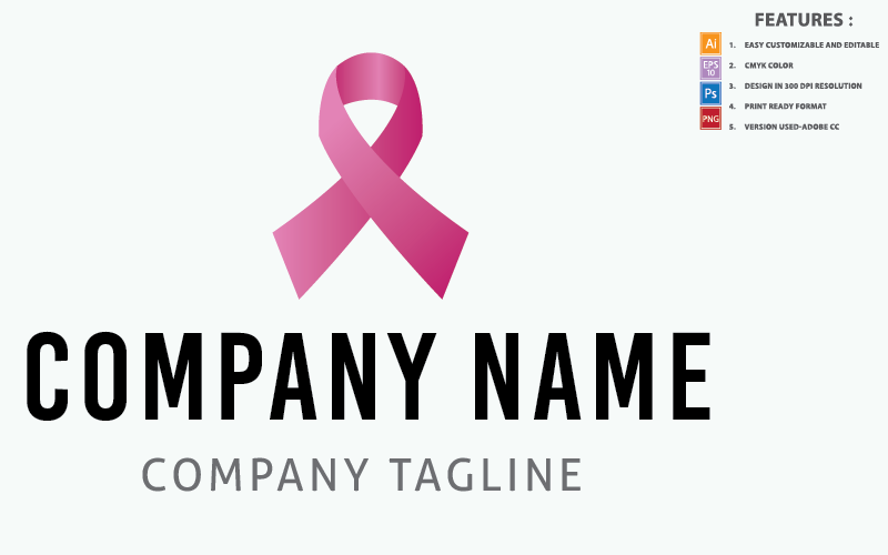 Download Шаблон логотипа "Cancer Symbol Vector Design Logo Template" / Cancer Symbol Vector Design Logo Template - Шаблон логотипа на тему графика breast,illustration,cancer,health,vector,design,pink,template,ribbon,logo,symbol,label,healthcare,fund,help,disease,concept,women,care,campaign
