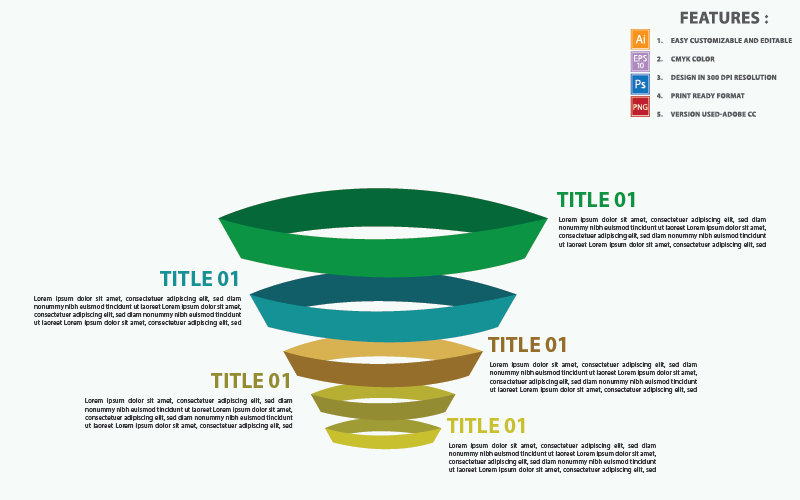 Elementos de infográfico de design de vetor de funil de negócios