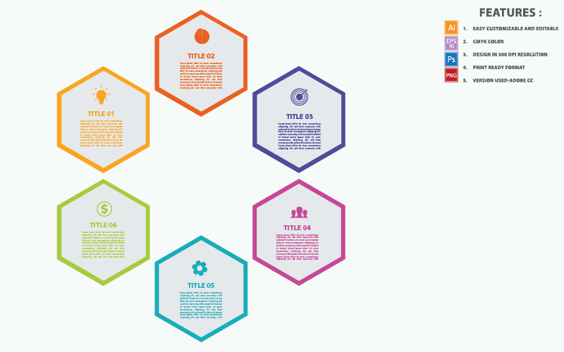 Éléments d'infographie de conception de vecteur hexagone