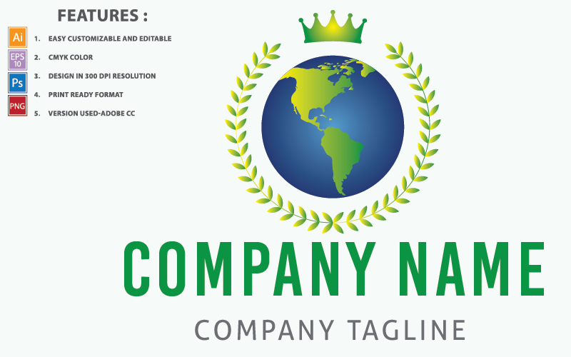 Download Шаблон логотипа "Globe King Vector Design Logo Template" / Globe King Vector Design Logo Template - Шаблон логотипа на тему графика royal,illustration,king,business,element,crown,graphic,emblem,company,logo,design,sign,icon,concept,symbol,template,style,luxury,abstract,modern