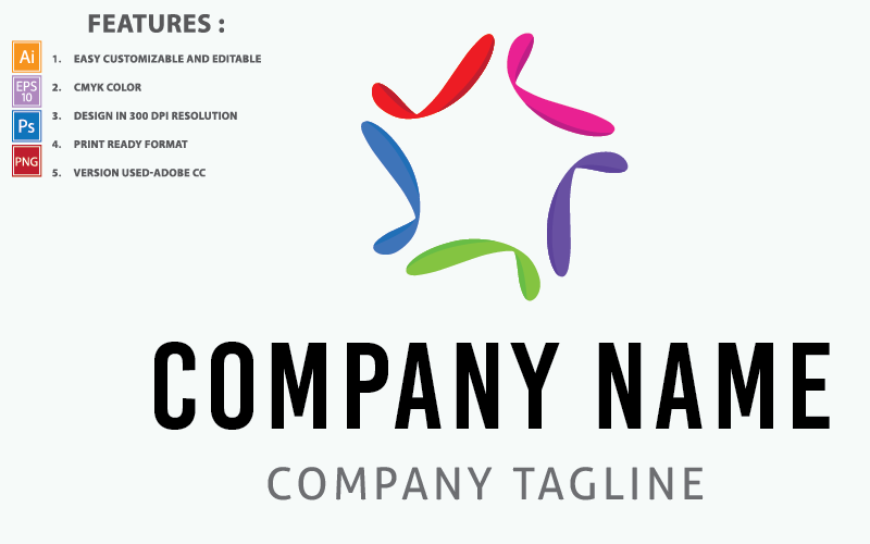 Modèle de logo icône colorée de technologie