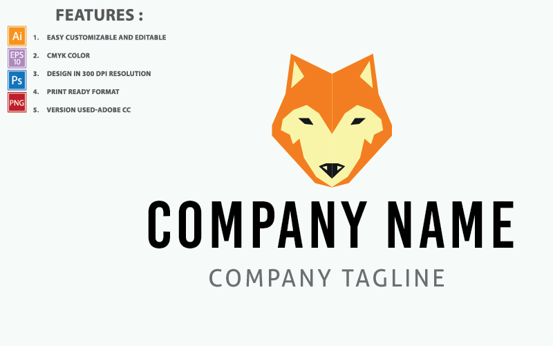 Download Шаблон логотипа "Wolf Vector Design Logo Template" / Wolf Vector Design Logo Template - Шаблон логотипа на тему графика wild,illustration,animal,face,wolf,nature,art,graphic,emblem,vector,logo,design,modern,head,sign,icon,mascot,strength,symbol,template