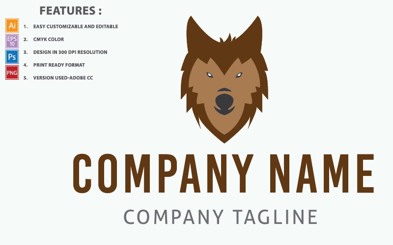 Download Шаблон логотипа "Wolf Vector Head Logo Template" / Wolf Vector Head Logo Template - Шаблон логотипа на тему графика wild,illustration,animal,face,wolf,nature,art,graphic,emblem,vector,logo,design,modern,head,sign,icon,mascot,strength,symbol,template