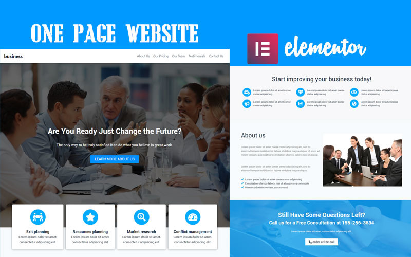 Бізнес | Сучасний односторінковий веб-сайт Elementor Kit