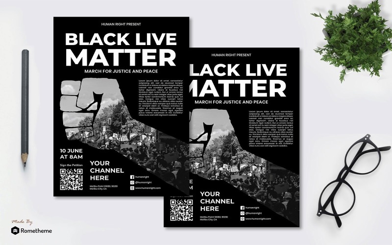 Download Фирменный стиль "Black Live Matter vol.01 - Flyer RB - Corporate Identity Template" / Black Live Matter vol.01 - Flyer RB - Corporate Identity Template - Фирменный стиль на тему графика banner,print,design,services,business,promotion,black,law,flyer,brochure,live