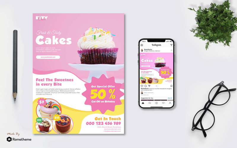 Download Фирменный стиль "Cake Promotion vol.01 - Flyer TY - Corporate Identity Template" / Cake Promotion vol.01 - Flyer TY - Corporate Identity Template - Фирменный стиль на тему графика banner,print,design,services,business,promotion,cake,bar,cafe,kids