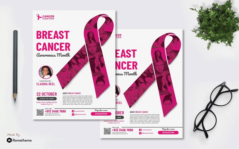 Download Фирменный стиль "Cancer Day vol.02 - Flyer RB - Corporate Identity Template" / Cancer Day vol.02 - Flyer RB - Corporate Identity Template - Фирменный стиль на тему графика banner,print,design,services,business,promotion,women,charity,flyer,brochure