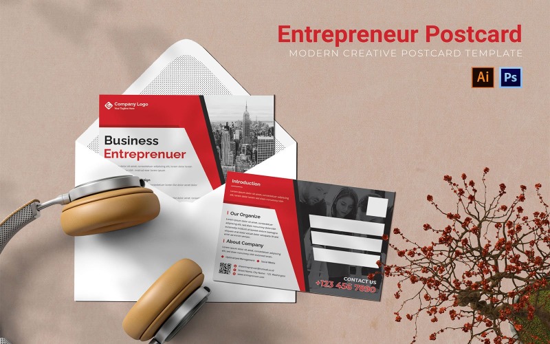 Download Фирменный стиль "Entrepreneur Postcard AC - Corporate Identity Template" / Entrepreneur Postcard AC - Corporate Identity Template - Фирменный стиль на тему графика business,company,print,paper,design,promotion,thanks,elegant,modern,red