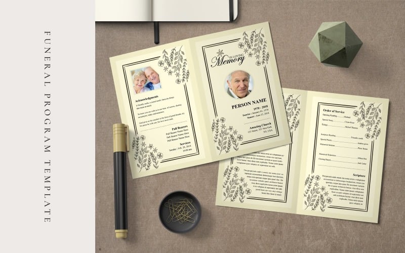 Download Фирменный стиль "Funeral Program - Corporate Identity Template" / Funeral Program - Corporate Identity Template - Фирменный стиль на тему графика funeral program,program template,obituary template,poem template,celebration of life,memorial program,dove funeral,order of service,time of loss,men funeral,women funeral  african american,af