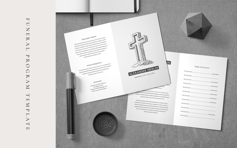 Download Фирменный стиль "Funeral Program - Corporate Identity Template" / Funeral Program - Corporate Identity Template - Фирменный стиль на тему графика funeral program,program template,obituary template,poem template,celebration of life,memorial program,dove funeral,order of service,time of loss,men funeral,women funeral  african american,af