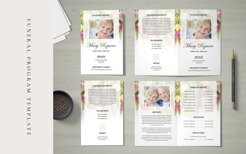 Download Фирменный стиль "Funeral Program - Corporate Identity Template" / Funeral Program - Corporate Identity Template - Фирменный стиль на тему графика funeral program,program template,obituary template,poem template,celebration of life,memorial program,dove funeral,order of service,time of loss,men funeral,women funeral  african american,af