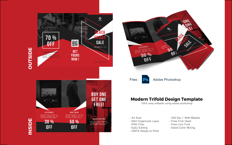 Promotion Trifold Broschüre PSD Vorlage
