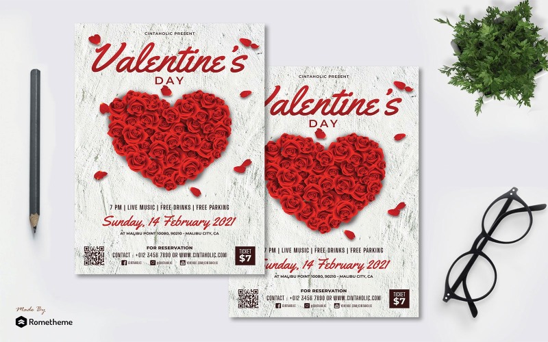 Download Фирменный стиль "Valentine vol.01 - Flyer RB - Corporate Identity Template" / Valentine vol.01 - Flyer RB - Corporate Identity Template - Фирменный стиль на тему графика banner,print,design,services,business,promotion,valentine,event,romantic,couple