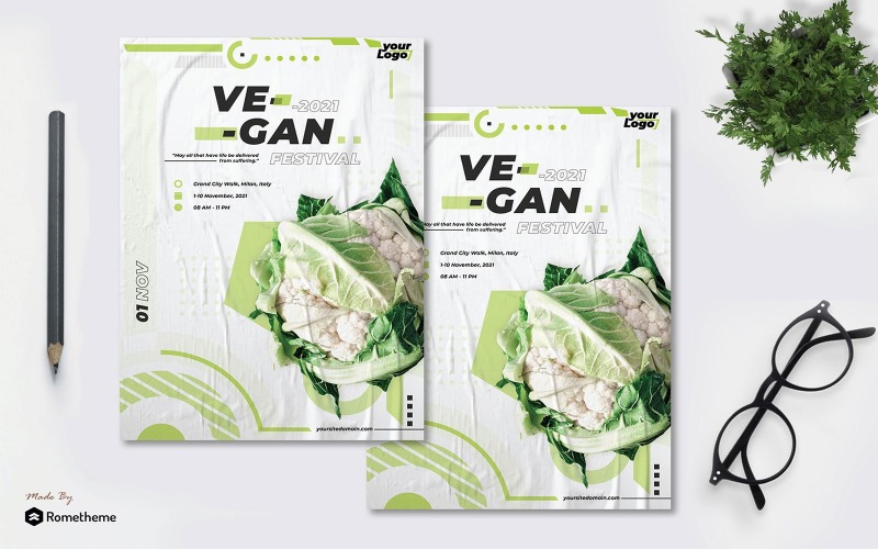 Download Фирменный стиль "Vegan Days - Flyer VW - Corporate Identity Template" / Vegan Days - Flyer VW - Corporate Identity Template - Фирменный стиль на тему графика banner,print,design,services,business,promotion,food,restaurant,health,flyer