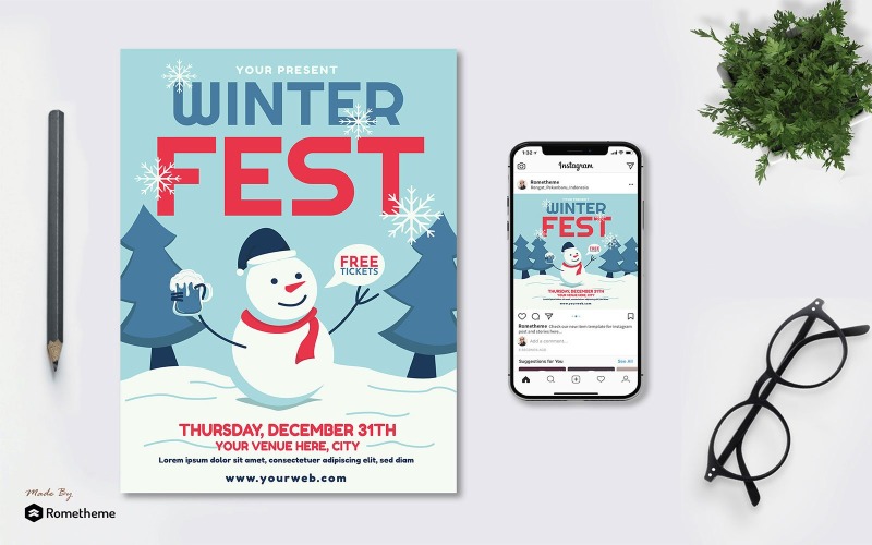 Download Фирменный стиль "Winter Festival vol.02 - Flyer GR - Corporate Identity Template" / Winter Festival vol.02 - Flyer GR - Corporate Identity Template - Фирменный стиль на тему графика banner,print,design,services,business,promotion,winter,event,snow,celebrate